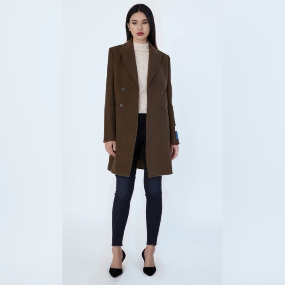 Aritzia Capella Wool Coat Burnt Cedar Double Breasted Size US M TAILORED SLEEVES